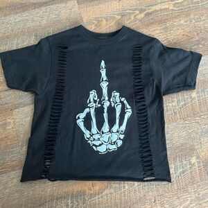 The Drive Skeleton Middle Finger Crop Top